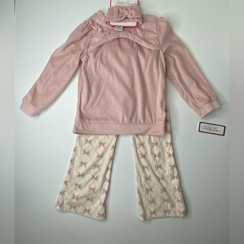 Little Lass 2-Piece Plush Matching Set With Headband Kids Girls Size 5